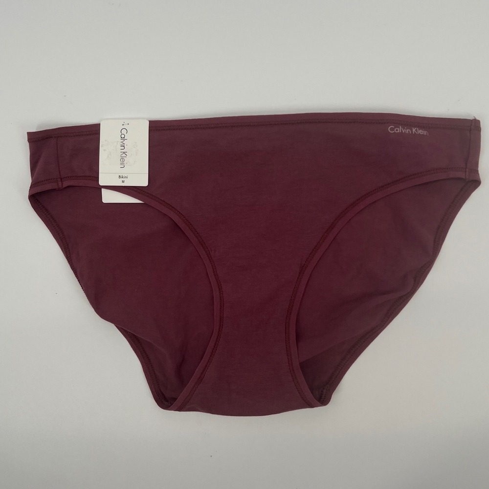 Calvin Klein Women Burgundy Cotton Blend Bikini Underwear QD3644-642 Size M